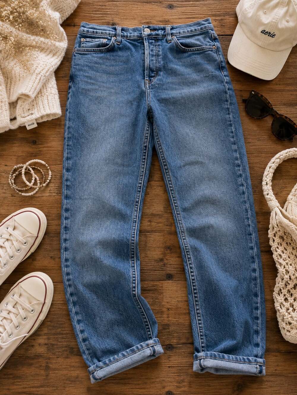 RE/DONE Originals Mid Blue Straight Fit Denim Jeans, Size 30 (v1)